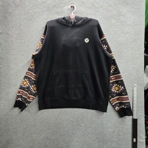 Hooey Men Hoodie XL Black Geometric Fleece Logo Summit Aztec Long Sleeve